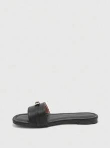 CUCCOO BIZCHIC Women's Brown Comfortable Spring/Summer Fashionable Buckle Decor Sandals For Christmas Spring Shoes Summer Shoes - Black - View 9