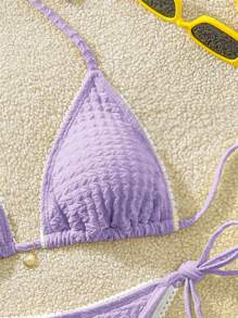 Swim Mod 女士海滩度假吊带比基尼套装 - 紫色 - 查看 6