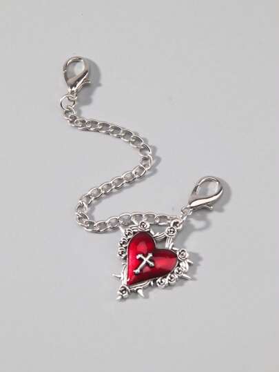 Grunge Punk Accessoires de chaussures vintage gothiques avec charme de cœur rouge, rose et croix punk, pour Halloween