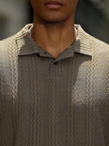 Manfinity Homme 男士纯色卡其色 Polo 衫，面料舒适，款式基本，男士夏季两件套，Old Money - 卡其色 - 查看 4