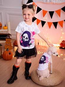 PETSIN Áo ba lỗ Halloween màu trắng hình đầu lâu thần chết dễ thương, nhẹ, thoáng khí, thoải mái cho mèo cưng và chó cưng, áo ba lỗ mặc được 1 chiếc, mới - Nhiều màu - Xem 4
