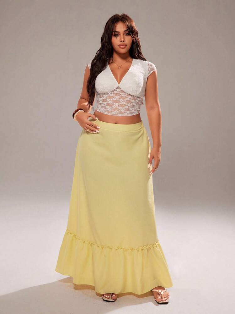 Rustia Vestido largo casual y cómodo de cintura ceñida de unicolor - Amarillo - Añade 5