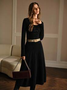 MOTF PREMIUM VESTIDO SUÉTER DE MALHA CANELADA SLIM FIT - Preto - Ver 5