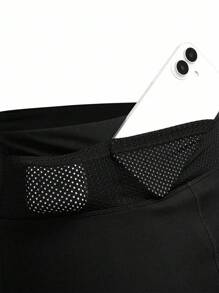 SHEIN Sports 女士圆领无袖拉链休闲短款上衣和短裤户外套装 - 黑色 - 查看 9