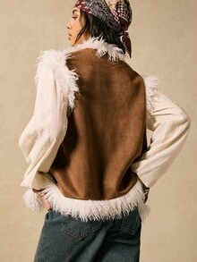 Easelle Abrigos sin mangas de mujer con bordados vintage casuales