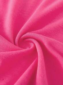 SHEIN Setelan 2 Potong Sweatshirt dan Legging Grafis Warna-warni untuk Anak Perempuan, Kaos Lengan Pendek Model Bahu Longgar Warna Pink Muda, Musim Panas, Sekolah - MultiWarna - View 4