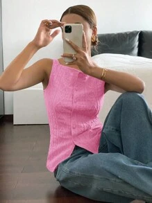 Siren Gaze Women's Sleeveless Pink Patterned Blouse Christmas Summer Casual