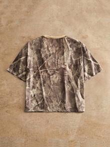 Manfinity VCAY Men's Casual Letter Print Loose Fit Drop Shoulder V-Neck Short Sleeve T-Shirt, Suitable For Daily Wear Camo Graphic Tee Camo Jersey Shirt Men Oversized Crop Printed Graphic Tee Oversized Graphic Tee - Multicolor - View 3