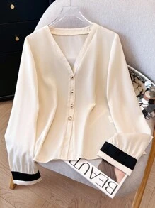 Franclia V领休闲通勤简约女式衬衫