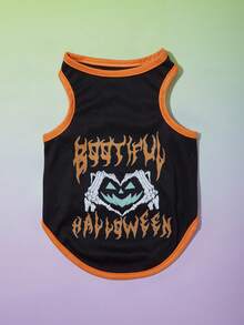 PETSIN Halloween Pet Vest – Orange Skull Print Lightweight Breathable Sleeveless Costume For Dogs And Cats, Perfect Festive Apparel For Halloween Parties, Trick Or Treat, And Seasonal Photoshoots - Multicolor - View 6