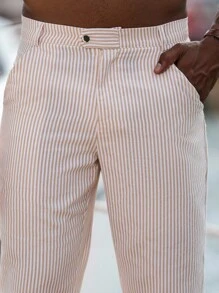 Manfinity Homme Men's Casual Striped Print Pocket Pants - Multicolor - View 5