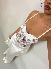 SHEIN PETITE 女士花卉印花紧身衣