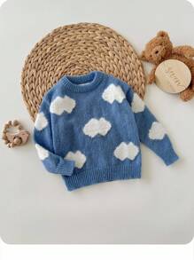 Baby Girl Clouds Pattern Sweater,In Fall/Winter