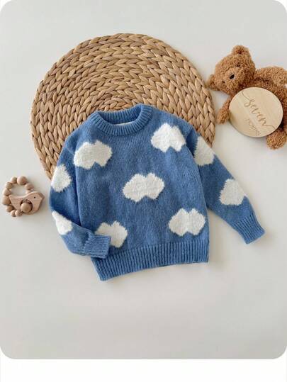 Baby Girl Clouds Pattern Sweater,In Fall/Winter