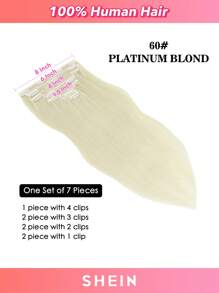 HQ Clip In Hair Extensions Real Human Hair, 120g 7pcs Clip In Hair Extensions, Lightest Blonde Clip Ins Hair Extensions Halloween Costumes - S60 - View 2