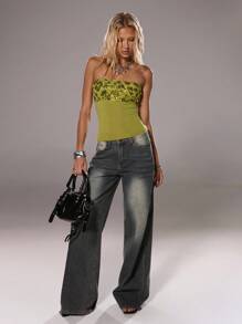 TRNVIE 女式性感露背吊带背心，串珠拼接，松紧腰，无袖，适合夏季度假