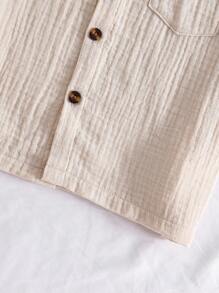 SHEIN Genkimix Kids 2pcs Set Casual Minimalist Striped Collar Short Sleeve Shirt And Shorts, Suitable For Daily Wear, Vacation, College, Summer Getaway, Holiday, Travel, Relax, Sunbathing, Back To School Season