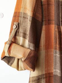 Rusticease Vestido camisero casual y holgado a cuadros para mujer de talla grande