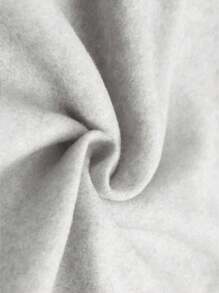 SHEIN 女式标语与绵羊印花休闲落肩长袖连帽卫衣 - 淺灰色 - 查看 4