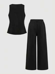 Firerie Kids Firerie Kids 2件套纯色女童无袖上衣和裤子套装