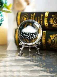 1 件云朵细节水晶球带底座设计装饰工艺品，现代玻璃装饰物，适合家庭最佳生日礼物