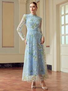 ZEYLAH Váy thêu sequin thanh lịch dành cho nữ - màu xanh lá - Xem 4