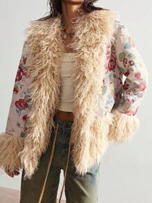 Bohemela 女士休闲波西米亚风度假梭织常规夹克，秋冬 - 杏色 - 查看 4