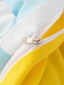 SpongeBob SquarePants | SHEIN 3 件套床上用品，柔软温暖的拉绒材质，蓝色条纹卡通图案羽绒被套，适用于单人床/双人床/大号床/特大号床 - 彩色 - 查看 8