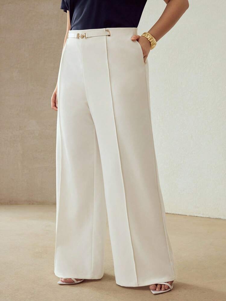 PLUS SIZE PINTUCK SLANT POCKET SUIT PANTS WINTER FALL AUTUMN