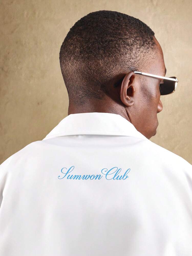 Embroidered Button Down Shirt With Windowpane Pattern