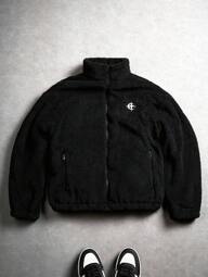 PAVTROS Manfinity Streetrush Men's Casual Embroidered Fleece Jacket, Autumn/Winter, Y2k Jacket, Cross Jacket, Letter Man Jacket, Grunge