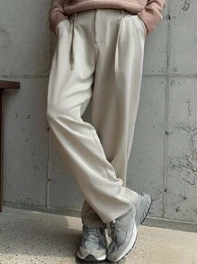 DAZY 男士卡其色松紧腰休闲西装裤，适合所有季节 - 卡其色 - 查看 6