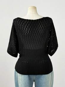 Sweetra Blusa de manga corta de punto elegante y de estilo Y2K oscuro para mujer de talla grande, adecuada para usar en primavera, verano y otoño, apta para el uso diario