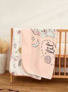 TOM & JERRY X SHEIN 2件套卡通图案柔软透气舒适婴儿襁褓毯，春夏款 - 彩色 - 查看 2