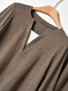 Rusticease 2 件套女士休闲拼布撞色上衣和裤子套装棕色两件套女士两件套女士舒适两件套女士两件套休闲套装两件套睡衣套装秋季 - 棕色 - 查看 4