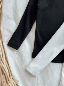 4pcs Baby Boy Snug Fit Casual Long Sleeve Top And Pants Soft Elastic Bodysuit Set - Black and White - View 6