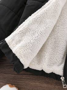 年轻女孩冬季新款黑色拉链连帽保暖内衬加厚真口袋休闲经典棉服外套，秋冬 - 黑色 - 查看 7