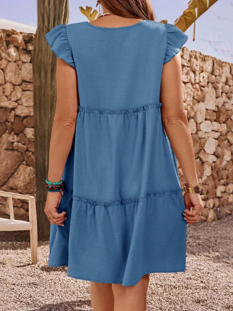 Plus Size Casual Solid Color Cap Sleeve Dress,Fall Outfits For Women,Chic Autumn