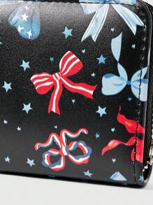 ROMWE Grunge Punk 1 件彩色蝴蝶结、星条图案短钱包、简约拉链女士零钱包 - 彩色 - 查看 3