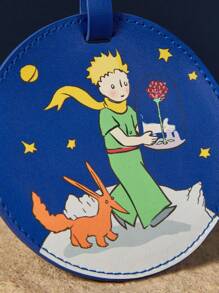 LE PETIT PRINCE X SHEIN 1 件 PU 皮革卡通印花行李牌，带私人信息区，适合挂在行李箱/旅行包上，适合男士、女士、青少年、旅行、玫瑰、爱情、月亮和星星 - 藍色 - 查看 2