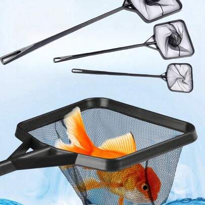 1PC Black Long Handle Fish Tank Net Aquarium Dip Net Small Pet Fish Scoop Skimming Tool Fishing Net For Aquarium Maintenance Cleaning Accessories