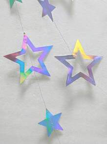 3.7 米 12.1 英尺闪光纸横幅生日派对装饰第一个 1 岁生日银星花环成人婚礼婴儿洗礼毕业新年装饰派对装饰挂饰闪光激光切割星形镂空星星可立即用于生日婚礼节日用品 - 銀色 - 查看 4