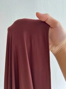 Maweii Plus Size Women's Solid Color Square Neck Ruched Slit Hem Casual Sleeveless Dress - Brown - View 7