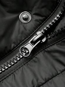 DAZY 男式纯黑色连帽加厚冬季夹克 - 黑色 - 查看 11