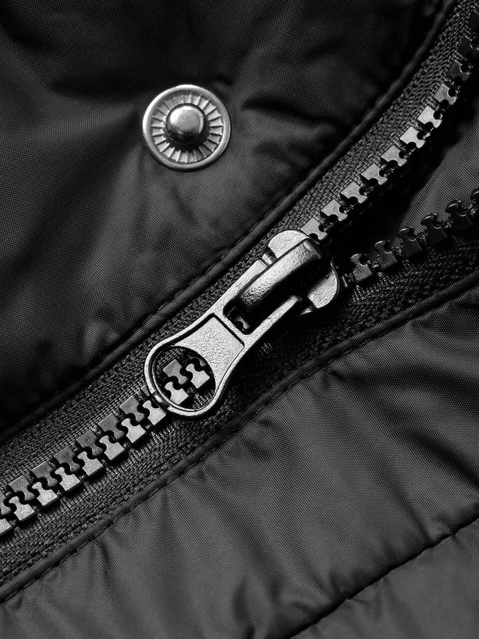 Men's Solid Black Hooded Padded Winter Jacket