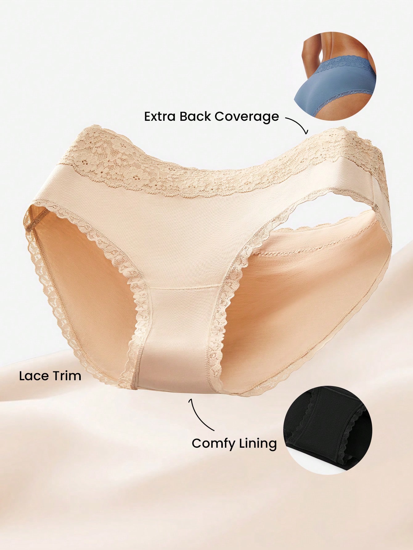 3er-Pack Damen Unterwäsche Slips mit hoher Taille, luftig, aus Baumwolle - Erdige Bequemlichkeit