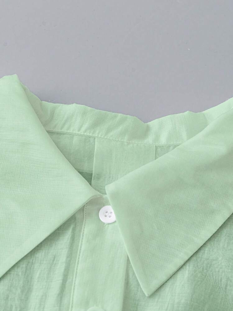 Chiquease 女士休闲度假蝴蝶结衬衫 - 綠色 - 查看 7