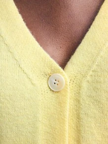 Maija 女士纯色V领宽松贴袋开衫，适合都市社交、度假、派对、秋季办公等场合，百搭舒适，是秋冬季现代都市休闲时尚商务休闲办公服饰的理想之选。 - 彩色 - 查看 3