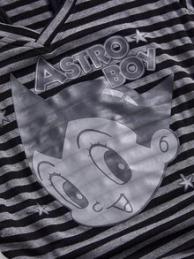 Astro Boy X ROMWE Women Retro Striped Print 2 In 1 Tight T-Shirt - Multicolor - View 4