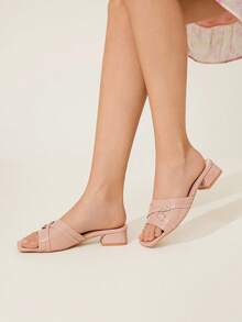 CUCCOO CHICEST Women's Fashion Apricot New Strap Summer Small Square Heel Patent Leather Versatile Outdoor Non-Slip Fairy Style Sandals - Apricot - View 5